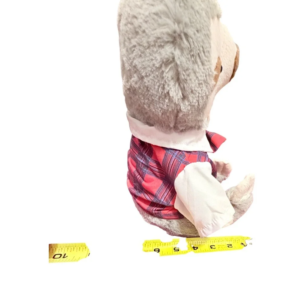 Build-A-Bear Workshop weighted Sloth‎ Plush Grey Dressed Plaid Vest Bow Tie 10in